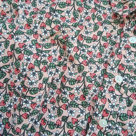 Boden Strawberry Print Multicolor Button Front Long Sleeve Blouse sz 10P Preppy - Picture 7 of 8